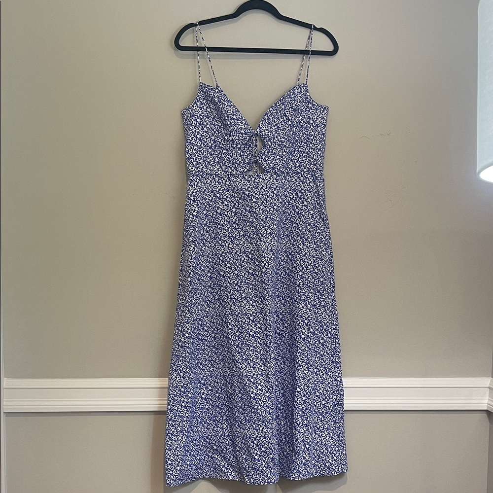 SALONI Blue and White Midi Dress
